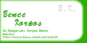 bence korpos business card